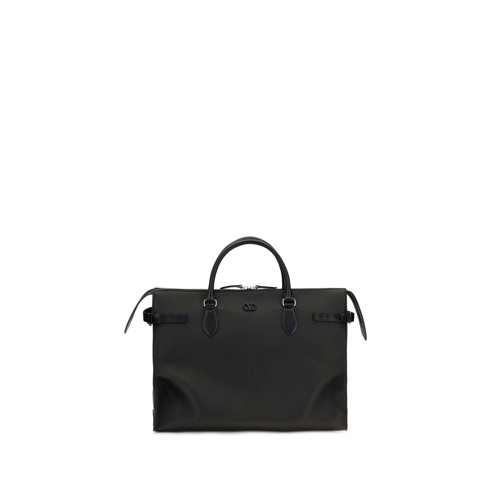 Valentino Garavani Black Calf Leather Bos Taurus Shoulder Bag